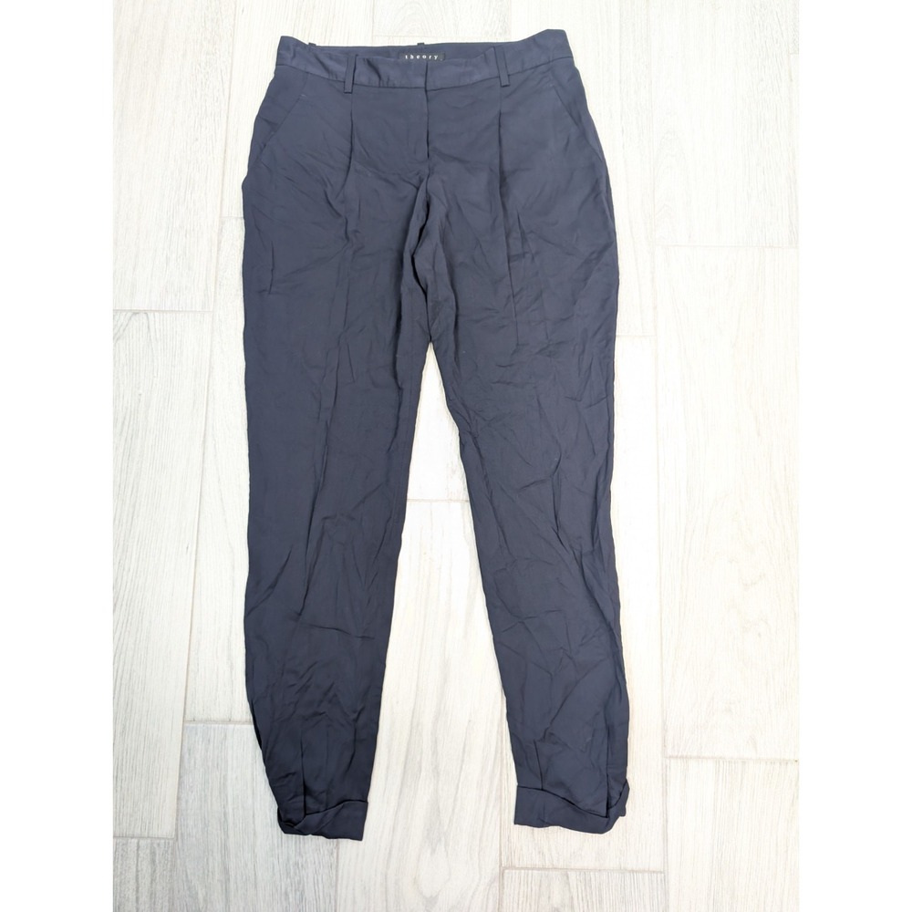 Theory Pants Sz 4 Navy Blue Preppy 30x28.5 189